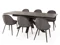 EXTENDING DINING TABLE & 6 DARK GREY SALERNO DINING CHAIRS