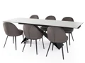 EXTENDING DINING TABLE & 6 DARK GREY SALERNO DINING CHAIRS