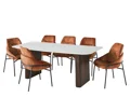 DINING TABLE & 6 ALISHA CHAIRS IN BURNT ORANGE